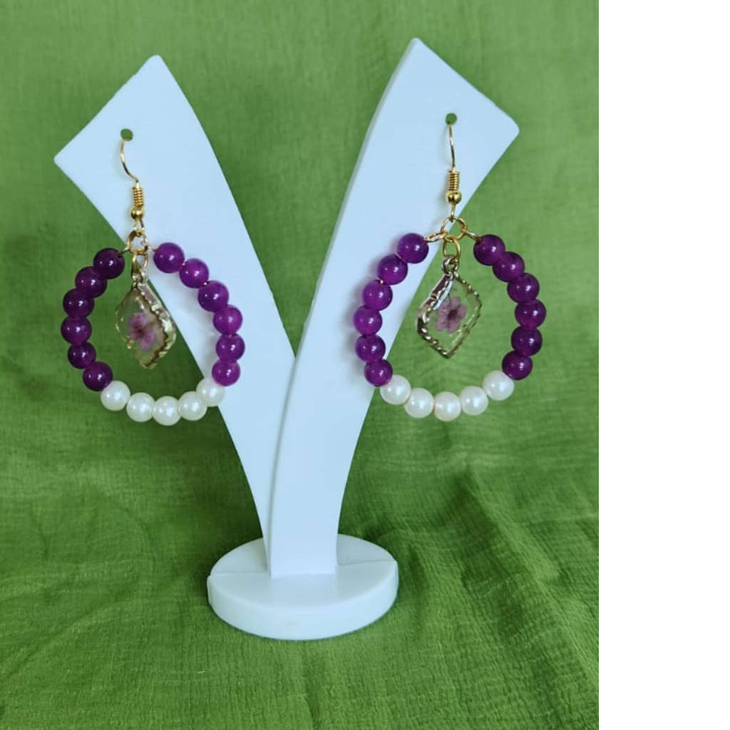 Amethyst Pearl Bloom Hoops