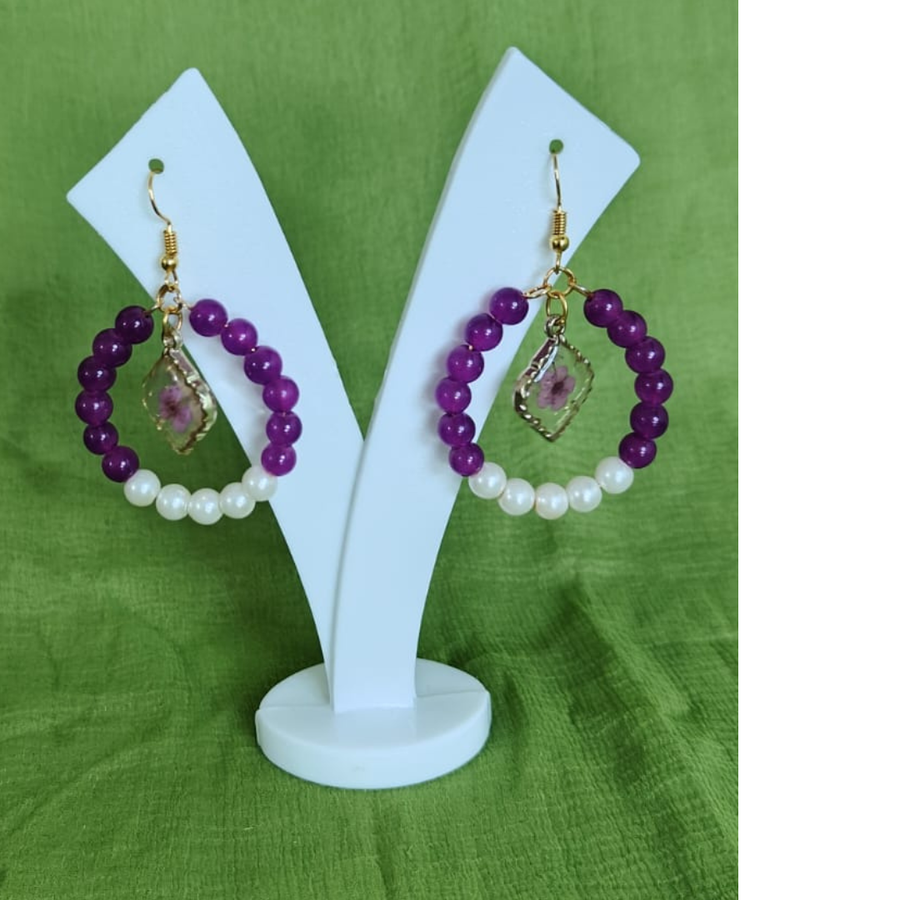Amethyst Pearl Bloom Hoops