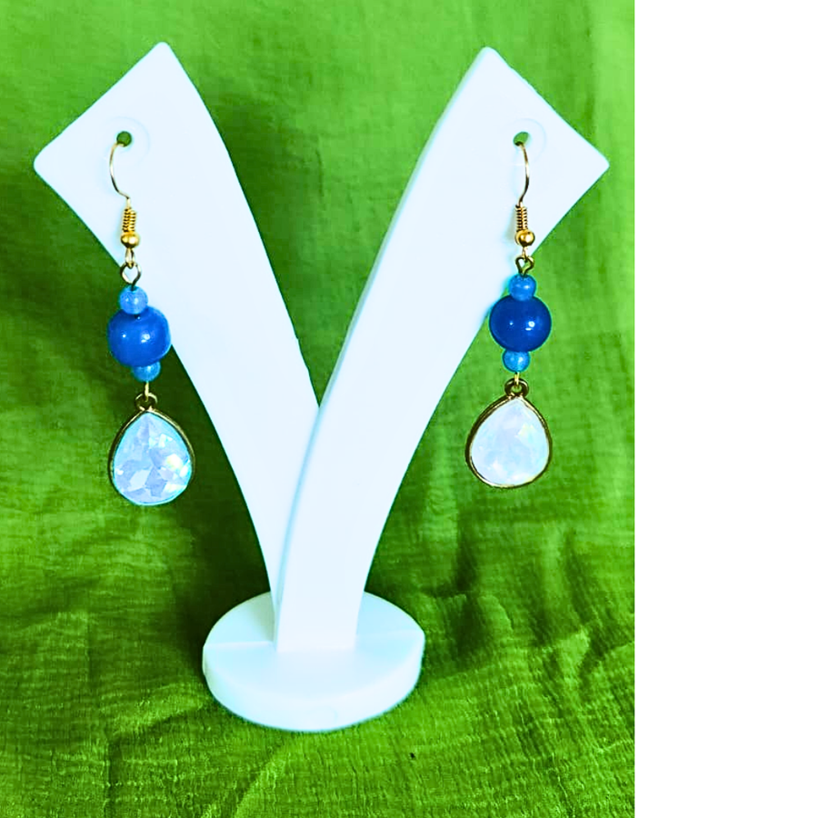Blue Dewdrop Handmade Earrings. C