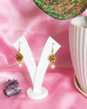 Golden Blossom Pearl Drop Earrings