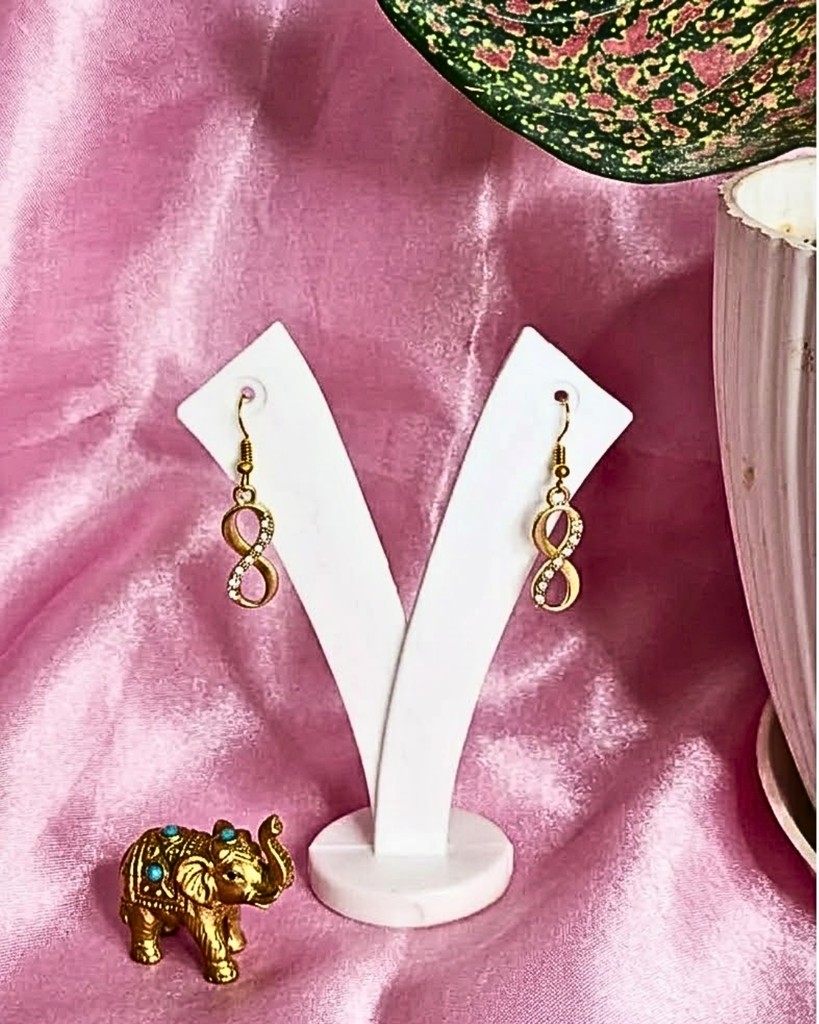 Golden Infinity Sparkle Drop Earrings