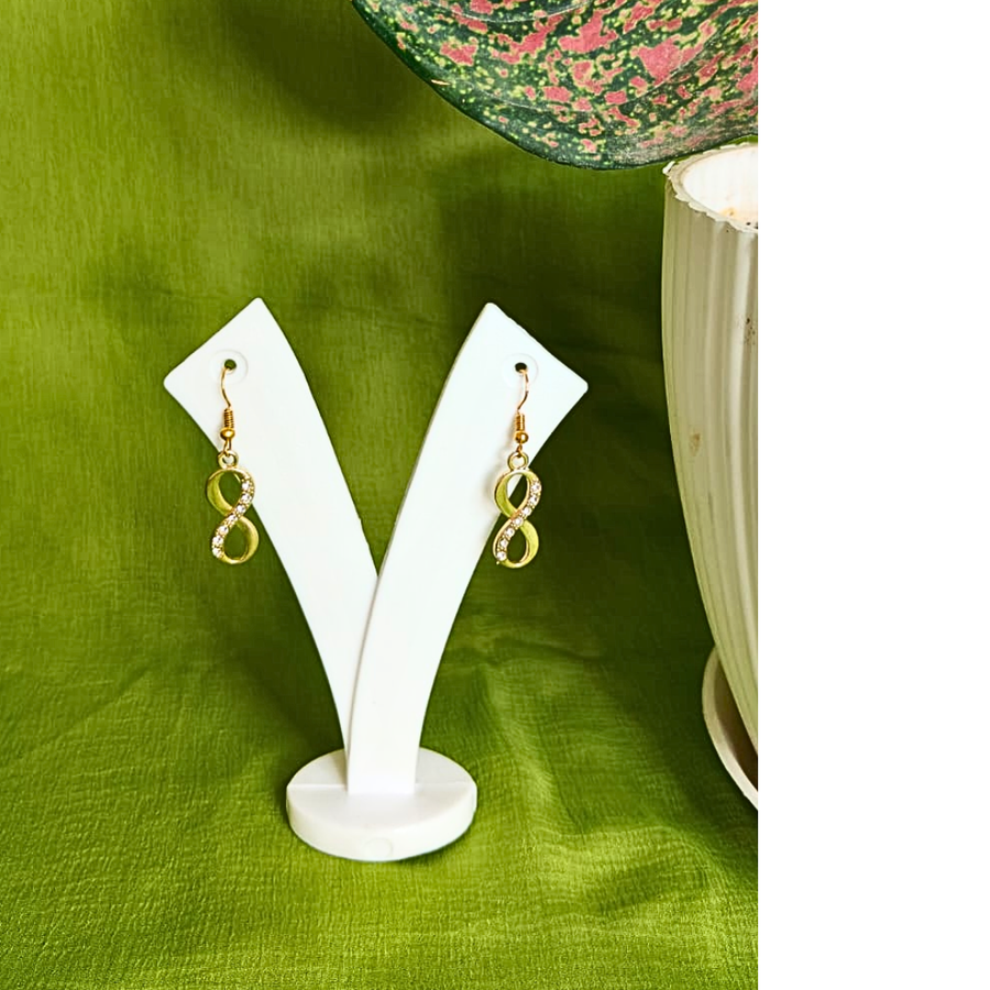 Golden Infinity Sparkle Drop Earrings