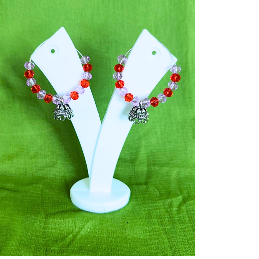 Gulabi Ruby Beaded Jhumki Earrings