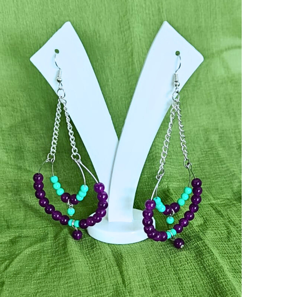 Plum Tide Beaded Chain Earrings