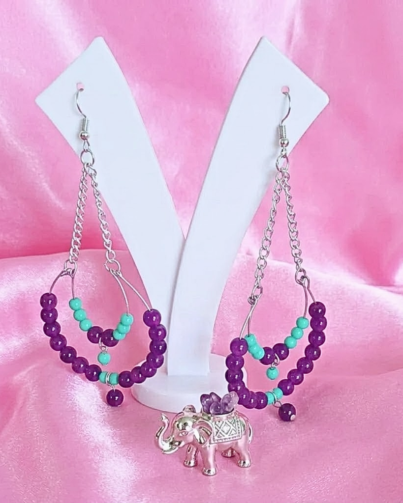Plum Tide Beaded Chain Earrings