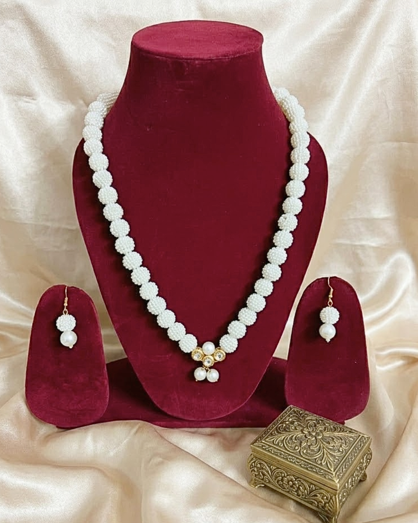 Pristine Snowfall Pearl Necklace Set