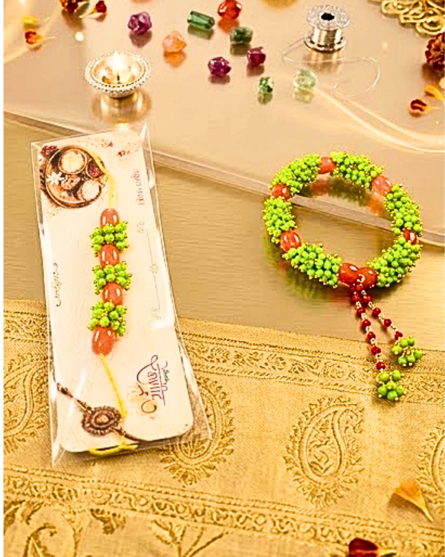 Shagun Green Rakhi Couple Set
