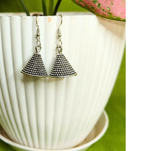 Silver Dome Bell Drop Earrings