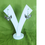 Silver Winged Heart Drop Earrings