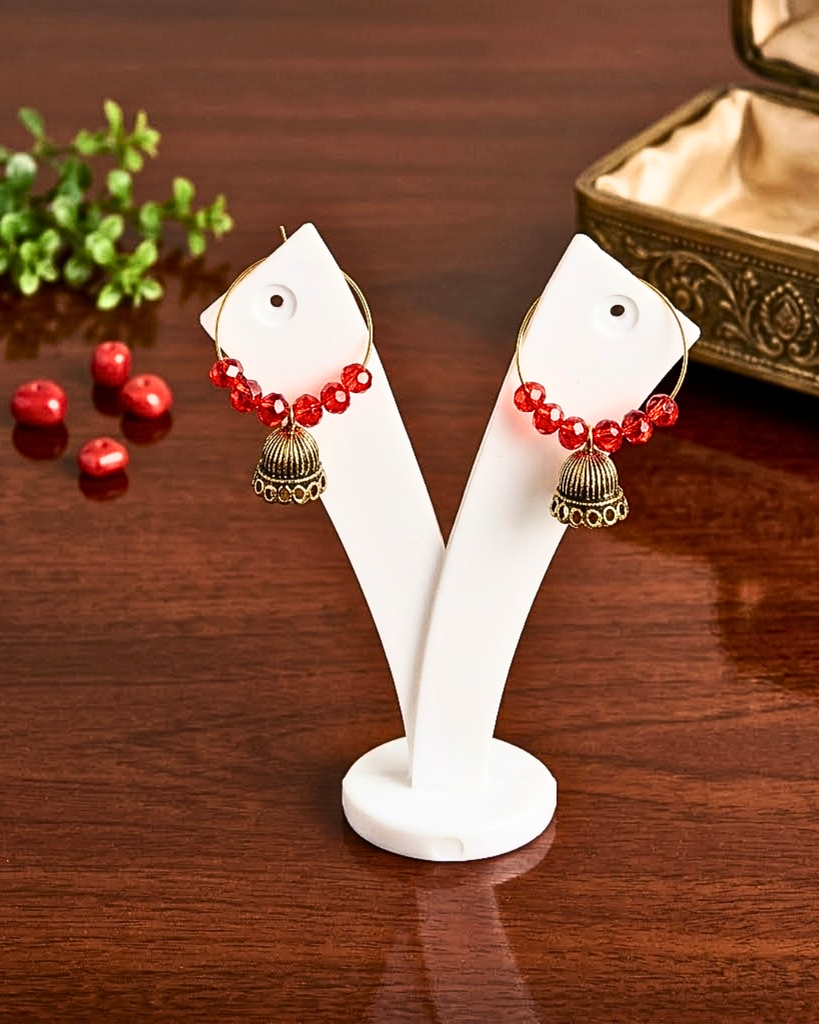 Sindoori Jhumki Beaded Hoops