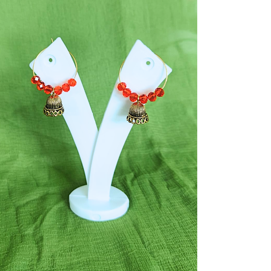 Sindoori Jhumki Beaded Hoops