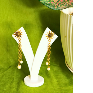 Sunburst Pearl  Drop Earrings