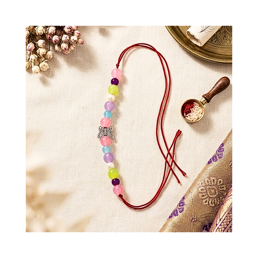Vibrant Butterfly Bead Rakhi