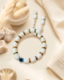 White Pearl Evil Eye Bracelet Rakhi